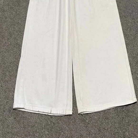 White High Rise Wide Leg Cargo Pants with Pockets - Picture 3 of 3
